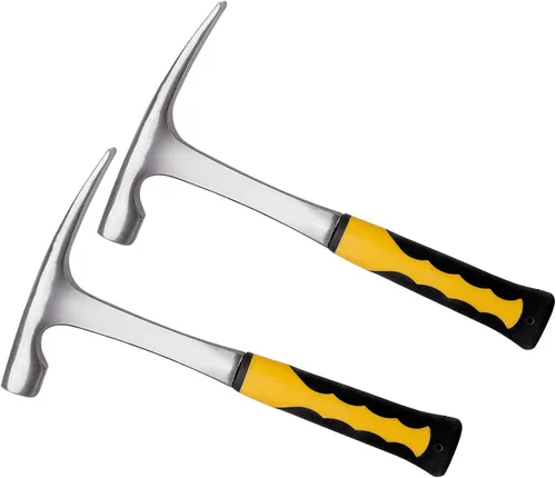 KEILEOHO Paquete de 2 martillos de ladrillo forjado de 32 onzas, martillo de cabeza plana para geólogo, martillos de geólogo de acero, martillos de