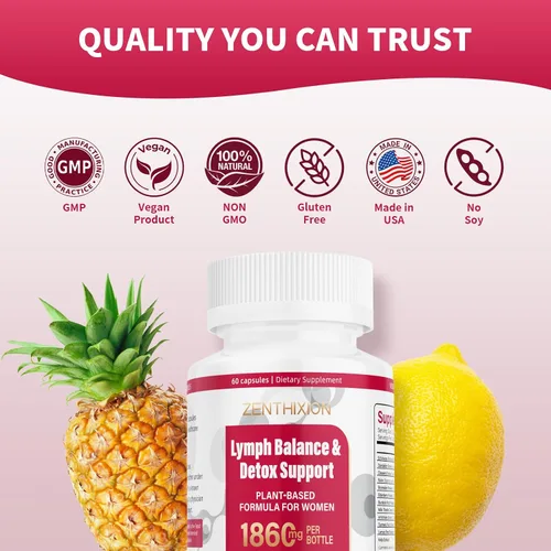 Miniatura 4 de Suplementos de drenaje linfático, suplemento de apoyo del sistema linfático de 1860 mg para mujeres con diente de león, bardana, equinácea, rutina