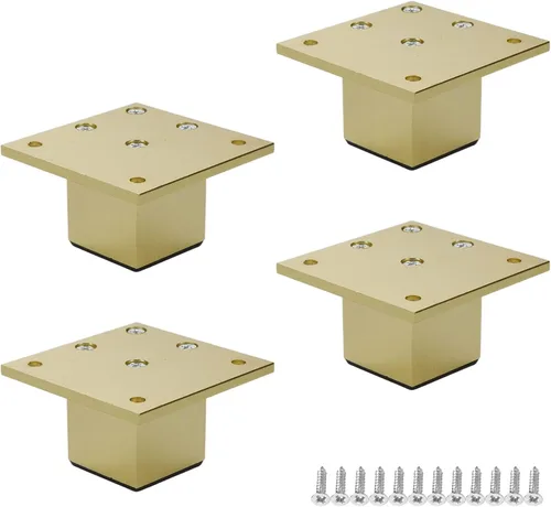 Miniatura 6 de Wealrit 4 patas de metal para muebles, patas de gabinete de tubo cuadrado de 2 pulgadas de alto, patas de soporte de mesa, patas de nivelación