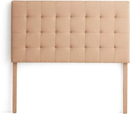 Miniatura 3 de Lucid Cabecera tapizada rectangular cuadrada, tamaño matrimonial/matrimonial XL, color beige