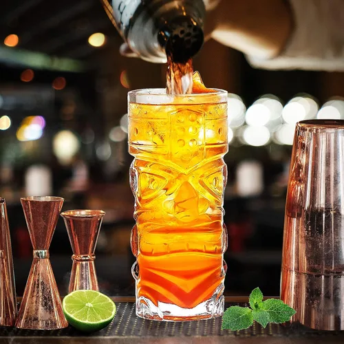 Miniatura 4 de Juego de vasos Tiki transparentes de 2 a 14 onzas, modernos vasos de cóctel Tiki perfectos para cócteles exóticos, Mai Tai, cócteles