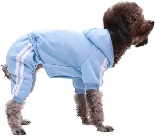 Miniatura 7 de MeowWow Sudadera con Capucha para Cachorro Perro Pequeño Suéter 4 Patas Perros Mono Sudadera de Forro Polar Conjunto para Mascota Ropa de Invierno