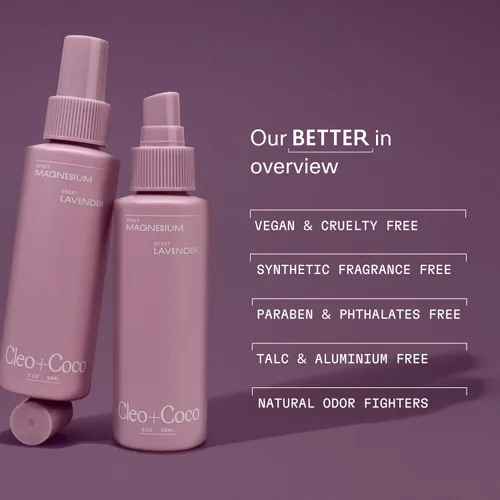Miniatura 5 de Cleo+Coco - Spray funcional de lavanda de magnesio para dormir (3.0 onzas), desodorizante y calmante multiusos para mujeres y hombres, sin aluminio