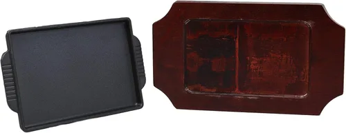 Miniatura 5 de Ebros - Sartén de hierro fundido de tamaño personal para fajita, plato de carne japonesa con base de madera para restaurante, hogar, cocina