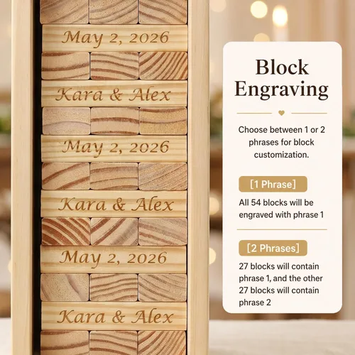 Miniatura 3 de WE Games Alternativa de libro de invitados de boda personalizado, caja de recuerdos de madera, 54 bloques, grabado personalizado