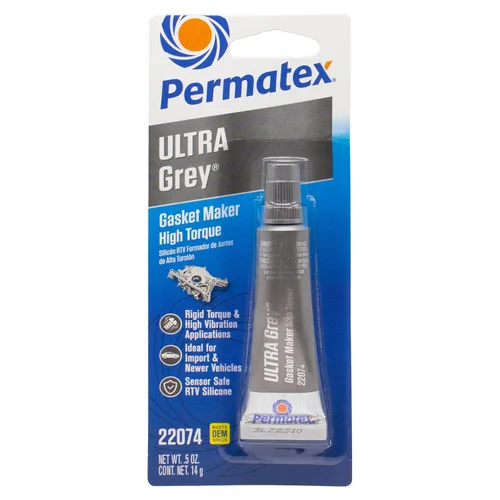 Permatex 22074 Ultra Grey Rigid High-Torque RTV Fabricante de Juntas de Silicona, Seguro para Sensores y No Corrosivo, Para Aplicaciones de Alto Par
