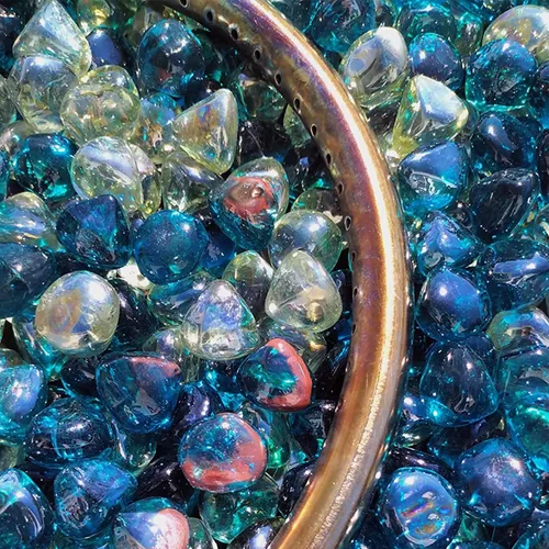 Miniatura 7 de onlyfire Diamantes de vidrio de fuego de 10 libras para hoguera de propano, piedras de vidrio mezclado de 1 pulgada para chimenea de gas y mesa