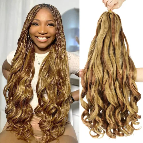 Miniatura 7 de WIPPORYA Cabello Rizado Francés para Trenzar de 24 Pulgadas, 6 Paquetes de Cabello Ondulado Suelto Elástico para Crochet Pre-Estirado 3.53