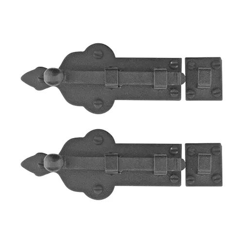 Miniatura 18 de Renovators Supply Manufacturing Pestillo de cerradura de puerta de 4 pulgadas. Pestillo de perno deslizante de hierro forjado negro con accesorios