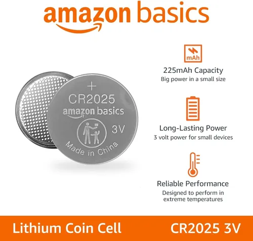 Miniatura 2 de Amazon Basics Paquete de 6 pilas de botón de litio CR2025, 3 voltios, energía de larga duración, sin mercurio