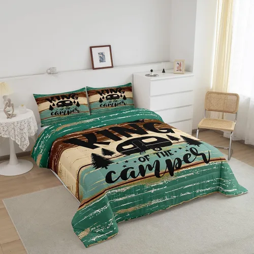 Miniatura 3 de Juego de edredón de camper tamaño matrimonial, edredón acolchado para adolescentes y niños, juego de ropa de cama rústica de granja para niños