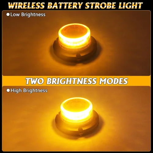 Miniatura 2 de Luz de baliza de control remoto, luces intermitentes recargables inalámbricas ámbar con imán, 15 modos, brillo alto y bajo para quitanieves