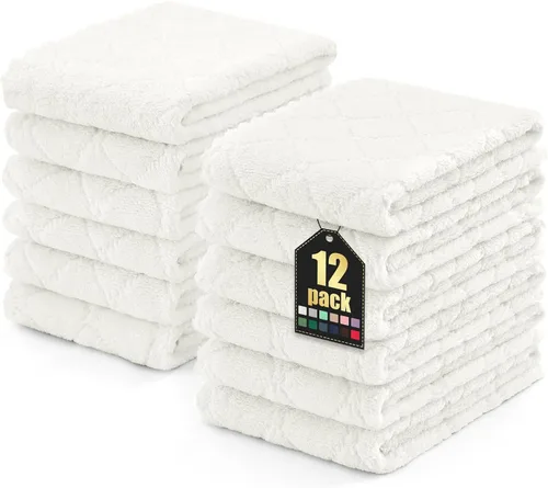 Miniatura 59 de Homaxy - Paquete de 12 trapos de cocina (10 x 10 pulgadas, morado), de terciopelo coral, supersuaves y absorbentes, de secado rápido, paño