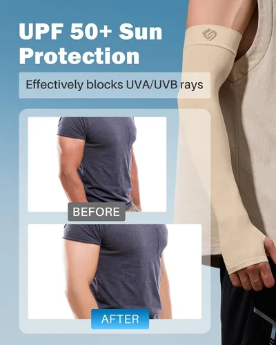 Miniatura 31 de Mangas para brazo, para hombres o mujeres. Para calentar o refrescar. Guantes de Compresión con factor de protección de los rayos ultravioleta UPF