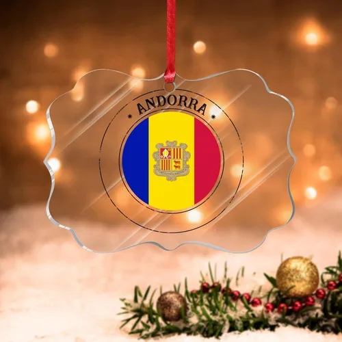 Miniatura 18 de Bandera de Andorra, adorno colgante de Navidad, bandera nacional, decoraciones de Navidad, adornos acrílicos, colgante para árbol de Navidad