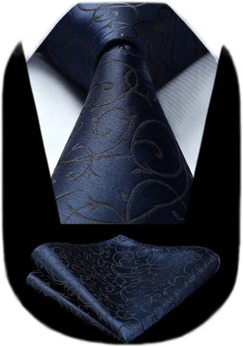 Miniatura 267 de Corbatas florales tejidas clásicas para hombre, corbata cuadrada de bolsillo, corbatas formales para hombres, boda con pañuelo