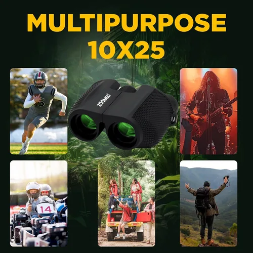 Miniatura 5 de Binoculares compactos de alta potencia de 10 x 25 para adultos, observación de aves de largo alcance, viajes para cruceros, ligeros y pequeños