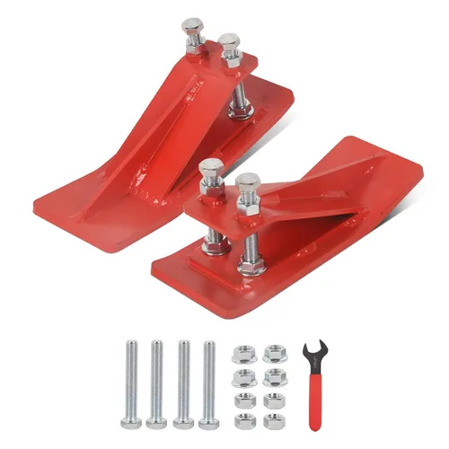 Doppy 2 protectores de borde de cubo de tractor, domador de nieve de 3/8 pulgadas de grosor, tuercas de bloqueo hexagonales dobles y pernos Rojo