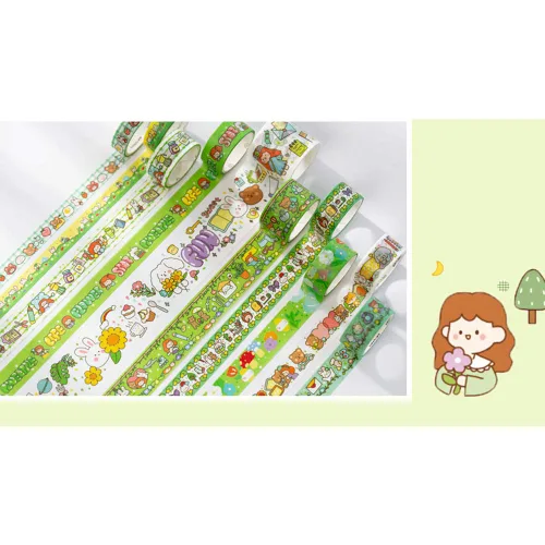 Miniatura 3 de Kawaii Washi - Juego de bloc de notas de cinta adhesiva para álbum de recortes