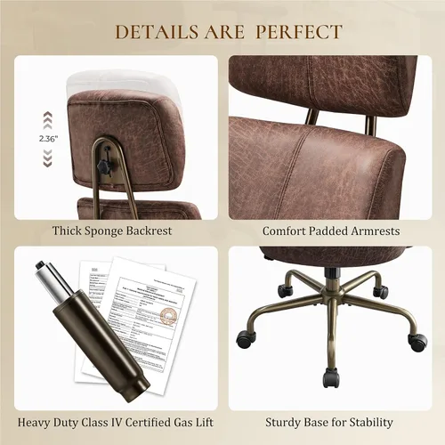 Miniatura 9 de EUREKA ERGONOMIC Sillas de escritorio de oficina en casa, silla ergonómica para computadora con respaldo alto, silla de oficina ejecutiva con Marrón