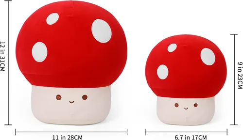 Miniatura 5 de WeBingo Almohada de felpa de hongo, 12 pulgadas, bonita decoración de hongos grandes, peluches de animales de peluche para niñas, niños y adultos