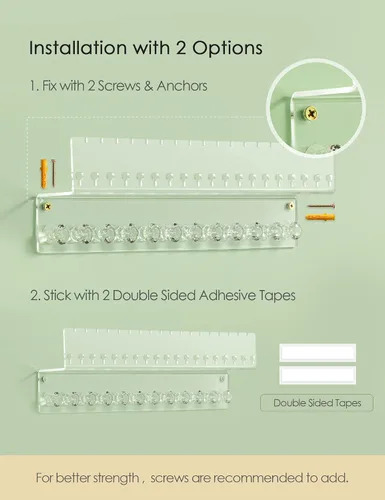 Miniatura 7 de Organizador de joyas colgante de acrílico montado en la pared con estante flotante, organizador de collar y organizador de aretes para mujeres