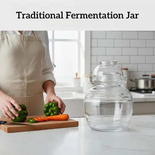 Miniatura 4 de Tarro de vidrio de 1,5 litros con tapa de fermentación, kit de fermentación tradicional con tapa de sellado de agua, tarro de pepinillos