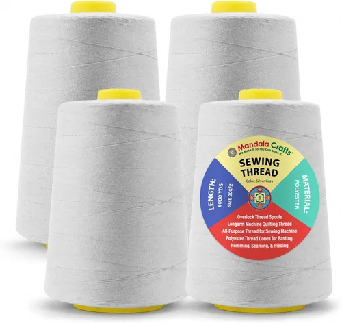 Miniatura 117 de Mandala Crafts 4 Pack of Serger Threads Cones Spools - 20S/2 24000 Yards Polyester Baby Blue Threads for Sergers Machine and Overlock Quilting