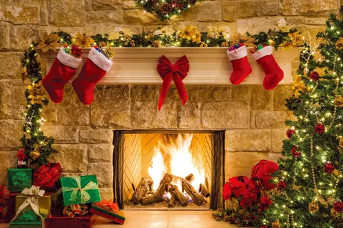 Miniatura 10 de Fondos de fotografía navideños de 10x10 pies Fondo de decoración navideña de chimenea para niños para estudio fotográfico (11209)