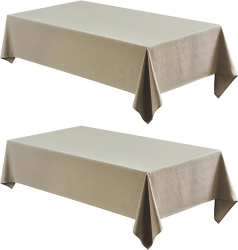 Miniatura 34 de Veblandy Mantel rectangular impermeable de 60 x 104 pulgadas, mantel texturizado de lino, resistente a las manchas y a las arrugas, lavable, mantel