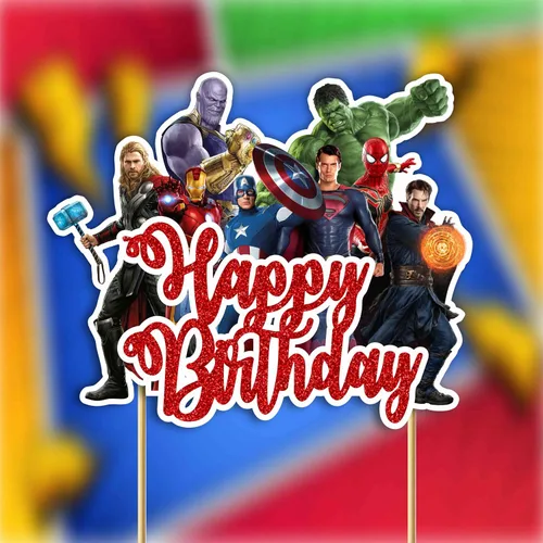 Miniatura 8 de Decoración para pastel de feliz cumpleaños de superhéroe, decoración de fiesta temática de cómics, perfecta para celebraciones de hombres y adultos