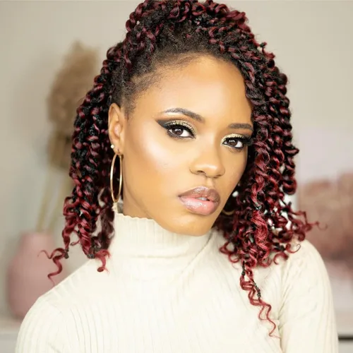 Miniatura 8 de Pelo de ganchillo Passion Twist de 10 pulgadas, 8 paquetes, cabello Passion Twist pre-trenzado, cabello de ganchillo Passion Twist para mujeres 1b