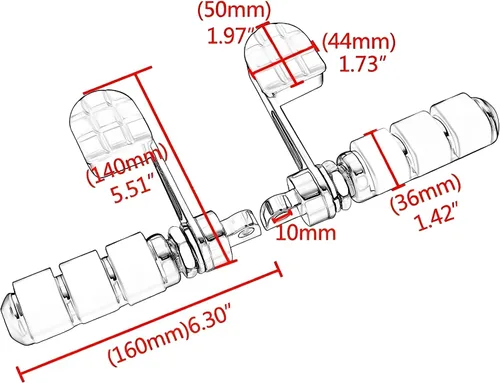 Miniatura 3 de Hdmt Anti-Vibración Estriberas de Motocicleta Juego de Soportes de Reposapiés con Reposatalos para Harley Softail Sportster Dyna Fxwg Fxr Modelos