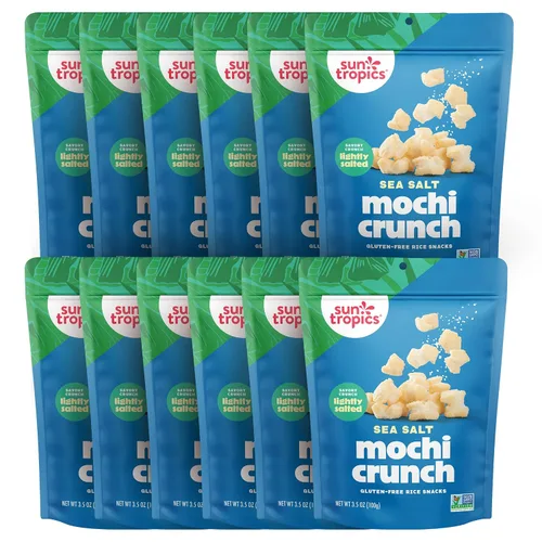Sun Tropics Mochi Snack Bites, sal marina, sin lácteos, sin gluten, 3.5 onzas (paquete de 12)