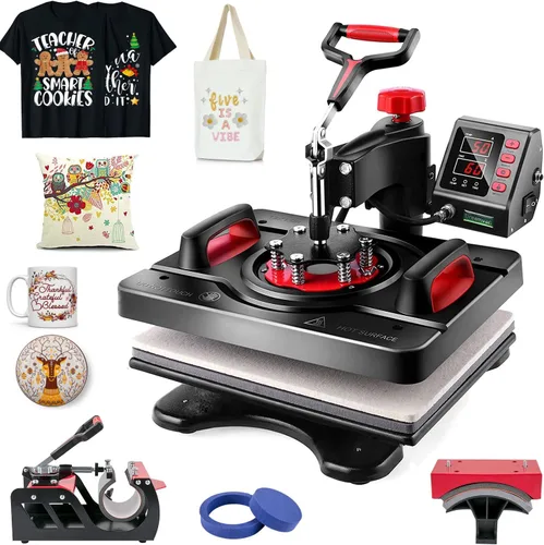 Prensa de calor profesional, máquina de prensa de calor 5 en 1 para camisetas, máquina de prensa de camisas de 15 x 12 pulgadas, máquina de