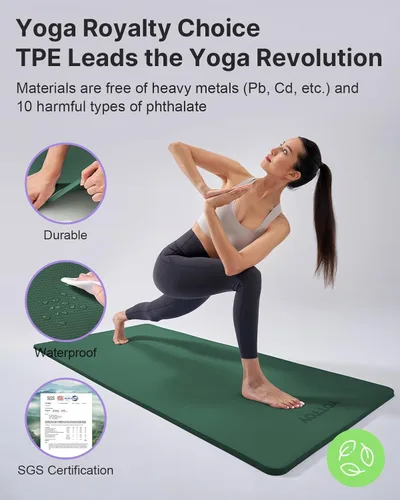 Miniatura 5 de YOTTOY Tapete de Yoga, Tapete de Yoga Extra Grueso (1/2 pulgada), Tapete Profesional de TPE para Ejercicio, Tapete de Entrenamiento Antideslizante