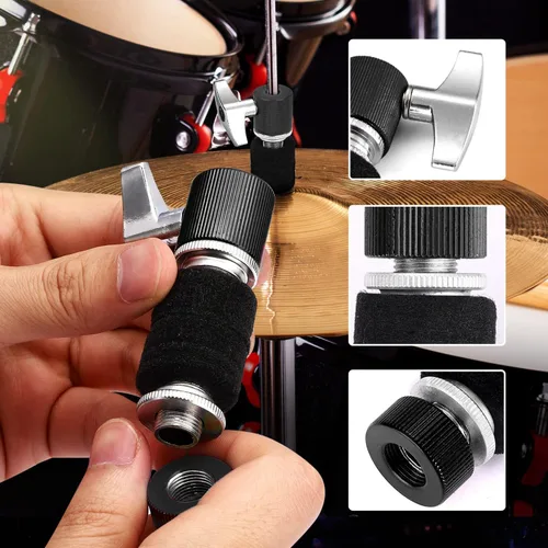 Miniatura 5 de Facmogu 13 piezas de accesorios de repuesto para platillos, embrague estándar Hi-Hat, almohadillas de fieltro para platillo de tambor incluyen Negro