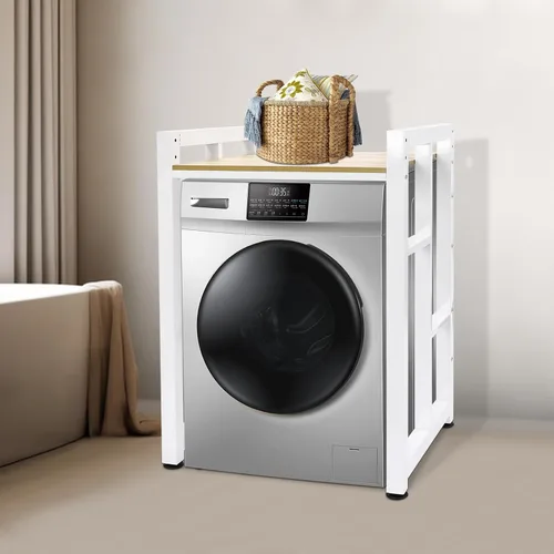Miniatura 7 de Soporte apilable para lavadora y secadora, estantes resistentes para lavadora y secadora con estante ajustable, para lavandería, apartamentos