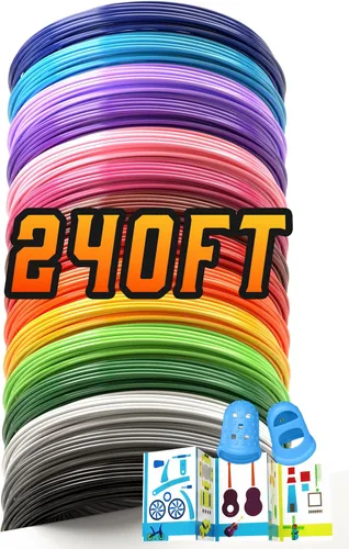 Recambios de filamento para bolígrafo 3D de 1.75 mm compatibles con SCRIB3D P1/ADV MYNT3D Basic/Super/Pro, 15 colores, 240 pies, 16 pies por color,