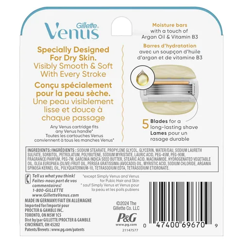 Miniatura 9 de Venus MoistureGlide - Cuchillas de afeitar para mujer, con barras de gel de afeitado integradas, 6 repuestos de cuchillas de afeitar
