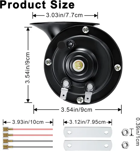 Miniatura 6 de Bocina de auto de 12 V, 300 dB, bocinas súper fuertes, bocinas dobles impermeables para camiones, bocinas de caracol eléctrico, kit de ajuste