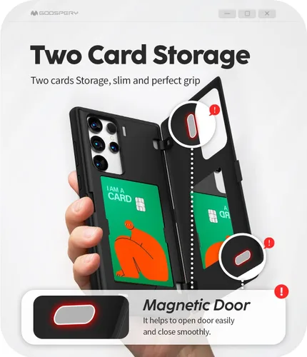 Miniatura 3 de GOOSPERY Funda tipo cartera para Samsung Galaxy S22 Ultra, [tarjetero] parachoques magnético de puerta con cierre automático, cubierta protectora
