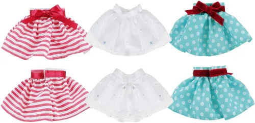 Miniatura 2 de E-TING 3 piezas de vestido de Santa para muñeca elfo, accesorios de Navidad (falda blanca + falda de lunares verdes + falda a rayas rojas y blancas)