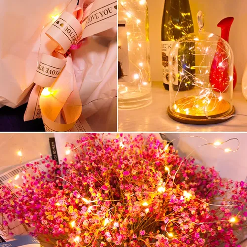 Miniatura 7 de Yiaht Paquete de 12 Luces de Hadas LED a Pilas con Temporizador, Luces de Cadena Impermeables de Alambre Plateado de 14 Pies, 40 LED Centelleantes