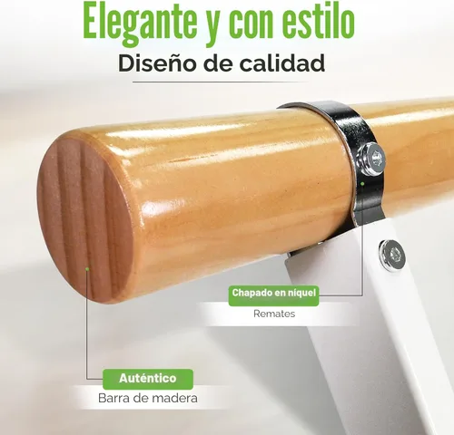 Miniatura 8 de Portable Folding Exercise Bar for Barre, Balance and Ballet Home Workouts, Strong Freestanding Stable Design Blanco