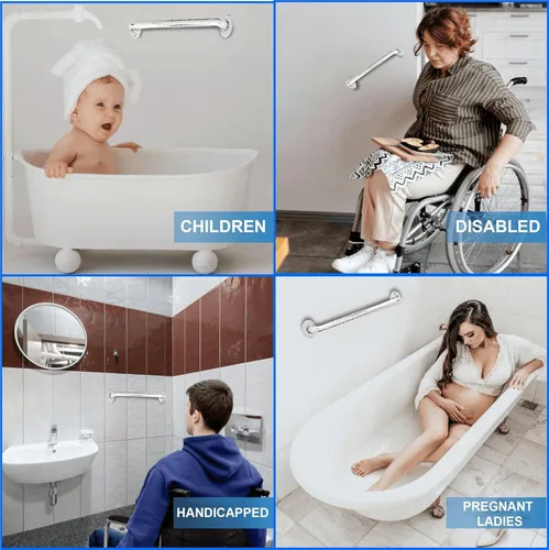 Miniatura 5 de Barra de agarre para bañera y ducha, escaleras, cama, inodoro, baño, asistencia de soporte y pasamanos de seguridad, acero inoxidable 304, agarre