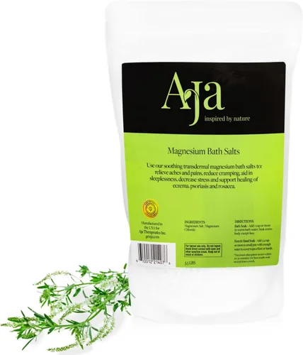 Aja Sales de baño de magnesio - Alivio natural del dolor y el dolor - Mar Muerto (5.5 libras) de magnesio