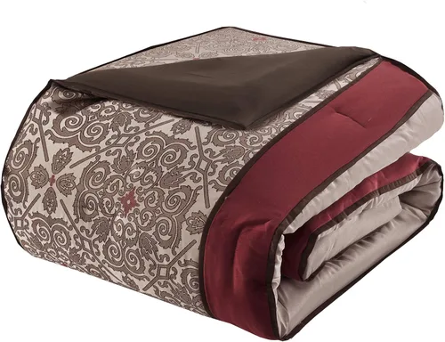 Miniatura 10 de Madison Park Essentials Delaney - Juego de edredón de 24 piezas Room In A Bag, jacquard de satén, ropa de cama de lujo para todas las estaciones