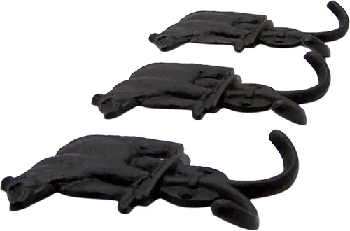 Miniatura 3 de Wowser Ganchos rústicos de doble pared de hierro fundido, juego de 3, 5.25 pulgadas