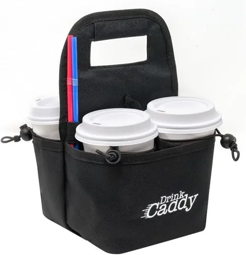 Organizador de bebidas portátil para bebidas y portavasos de café reutilizable, bolsa plegable de 4 tazas con bolsillos organizadores, asegura de